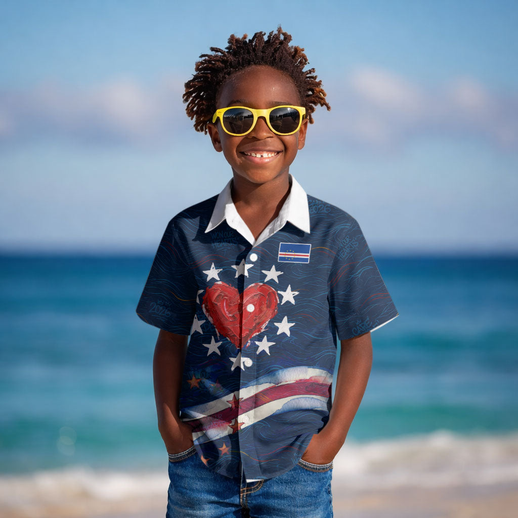 Cape Verde World Football 2026 Kid Hawaiian Shirt Blue Sharks Won Our Hearts - Oil Paint Style
