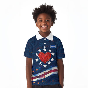 Cape Verde World Football 2026 Kid Polo Shirt Blue Sharks Won Our Hearts - Oil Paint Style