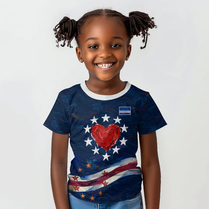 Cape Verde World Football 2026 Kid T shirt Blue Sharks Won Our Hearts - Oil Paint Style