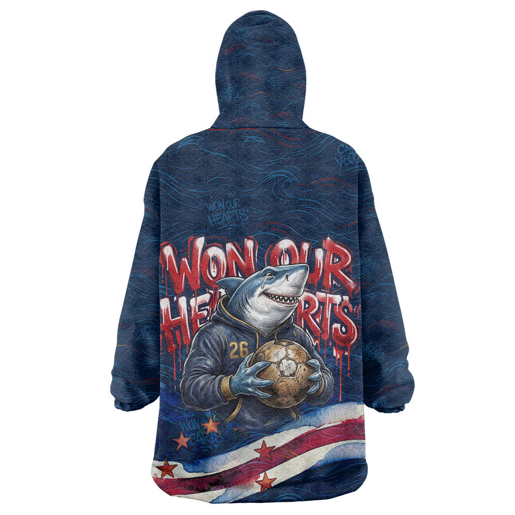Cape Verde World Football 2026 Kid Wearable Blanket Hoodie Blue Sharks Won Our Hearts - Oil Paint Style