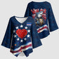 Cape Verde World Football 2026 Kimono Sleeve Blouse Blue Sharks Won Our Hearts - Oil Paint Style