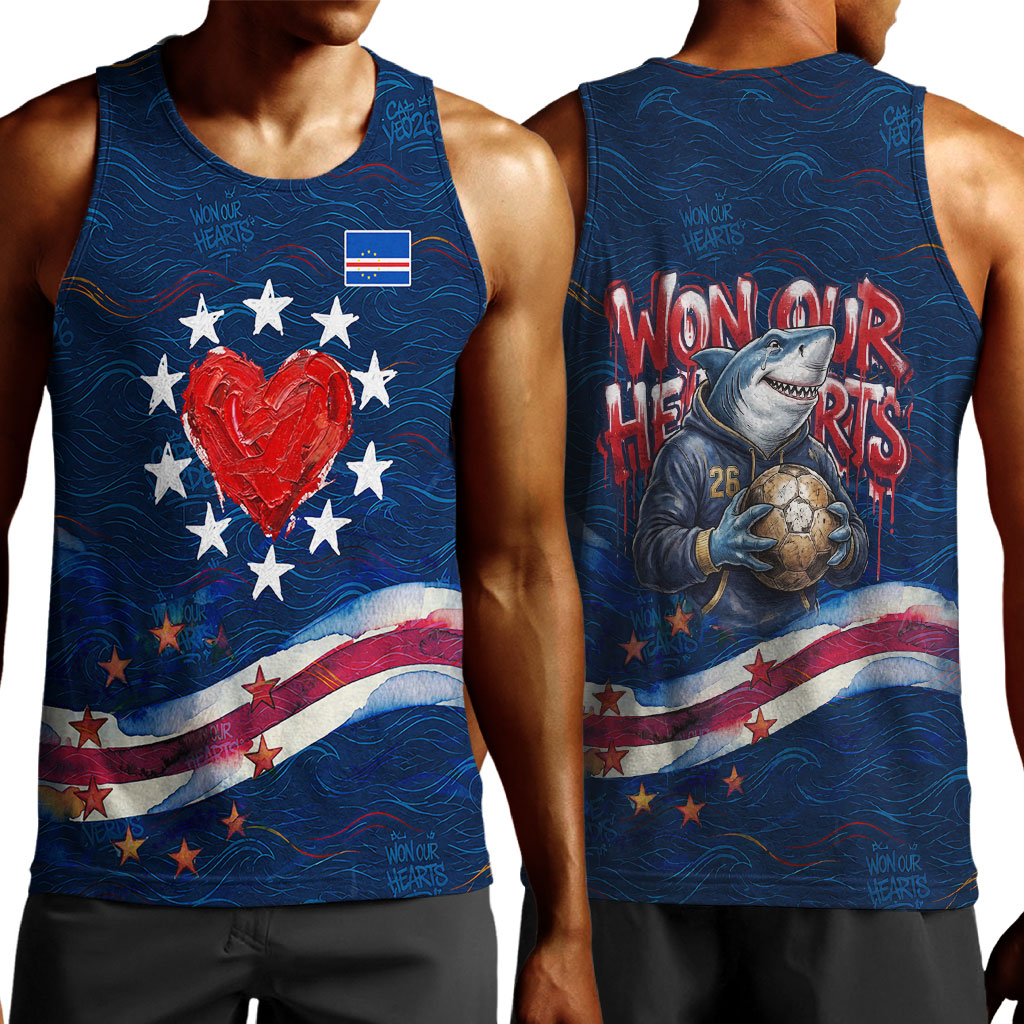 Cape Verde World Football 2026 Men Tank Top Blue Sharks Won Our Hearts - Oil Paint Style