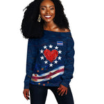 Cape Verde World Football 2026 Off Shoulder Sweater Blue Sharks Won Our Hearts - Oil Paint Style