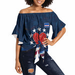 Cape Verde World Football 2026 Off Shoulder Wrap Waist Top Blue Sharks Won Our Hearts - Oil Paint Style