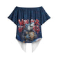 Cape Verde World Football 2026 Off Shoulder Wrap Waist Top Blue Sharks Won Our Hearts - Oil Paint Style