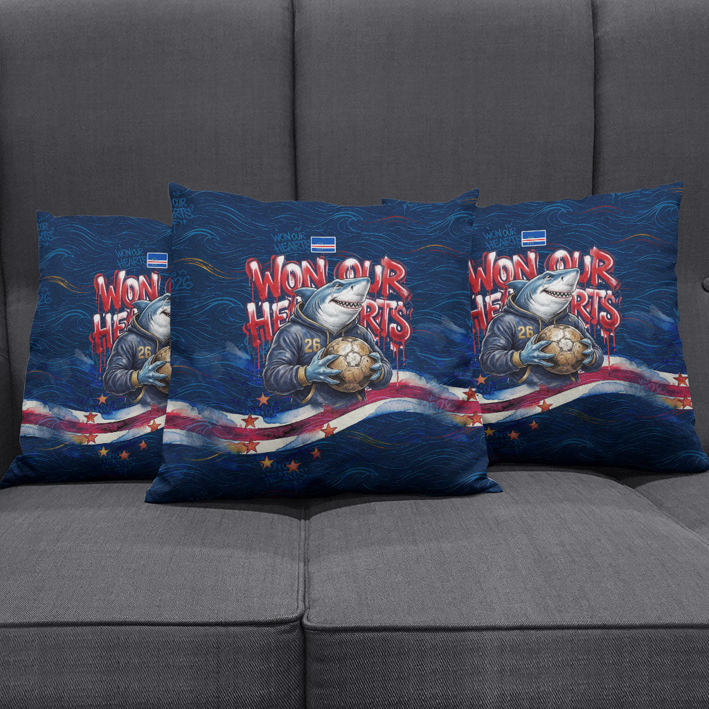 Cape Verde World Football 2026 Pillow Cover Blue Sharks Won Our Hearts - Oil Paint Style