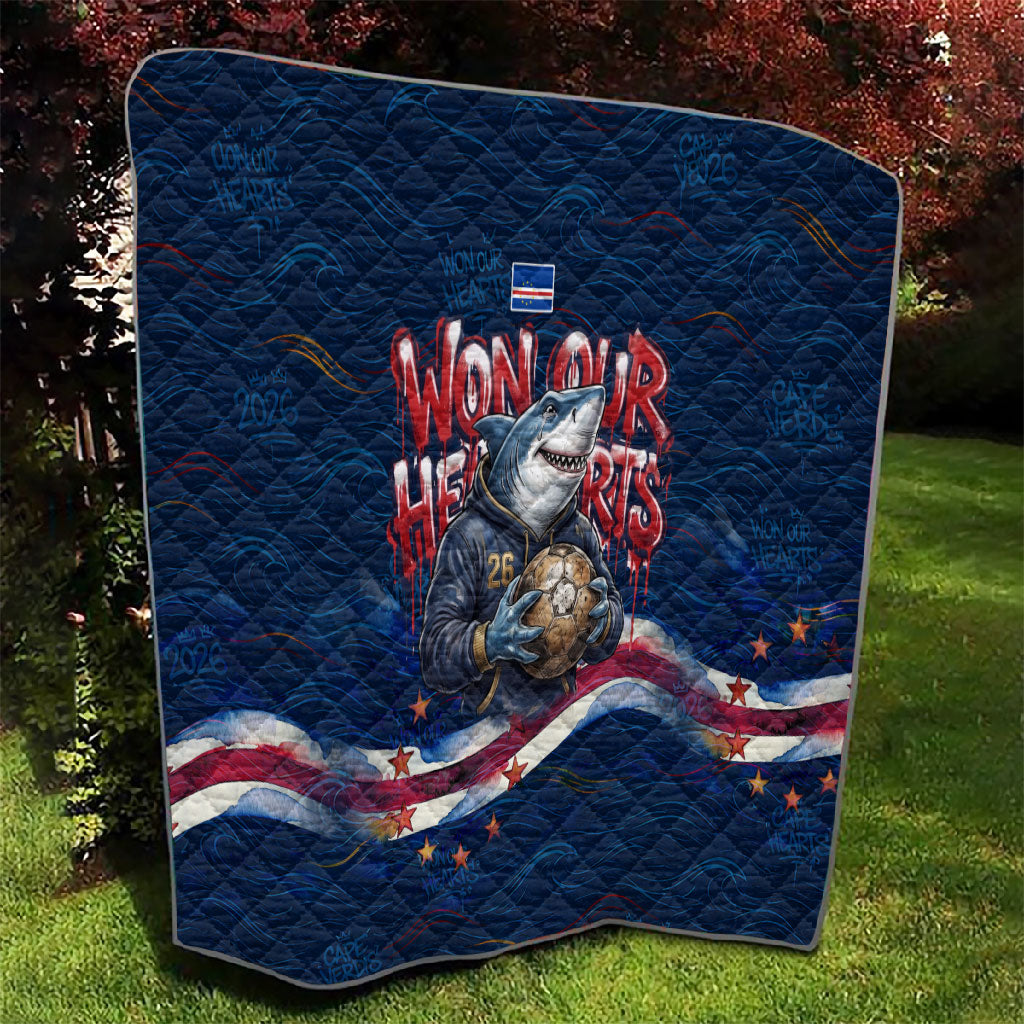 Cape Verde World Football 2026 Quilt Blue Sharks Won Our Hearts - Oil Paint Style