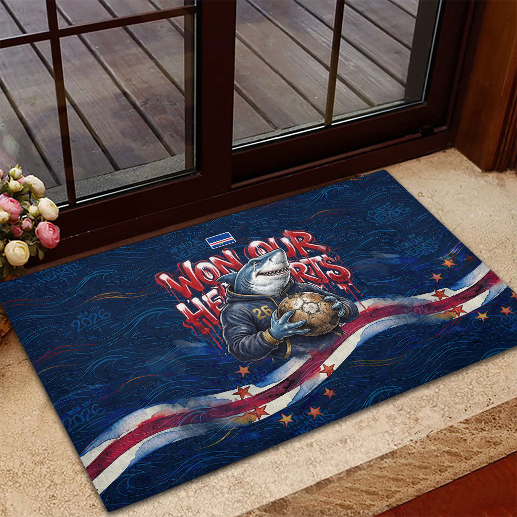 Cape Verde World Football 2026 Rubber Doormat Blue Sharks Won Our Hearts - Oil Paint Style