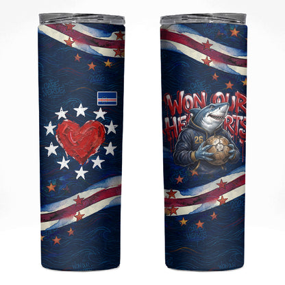 Cape Verde World Football 2026 Skinny Tumbler Blue Sharks Won Our Hearts - Oil Paint Style