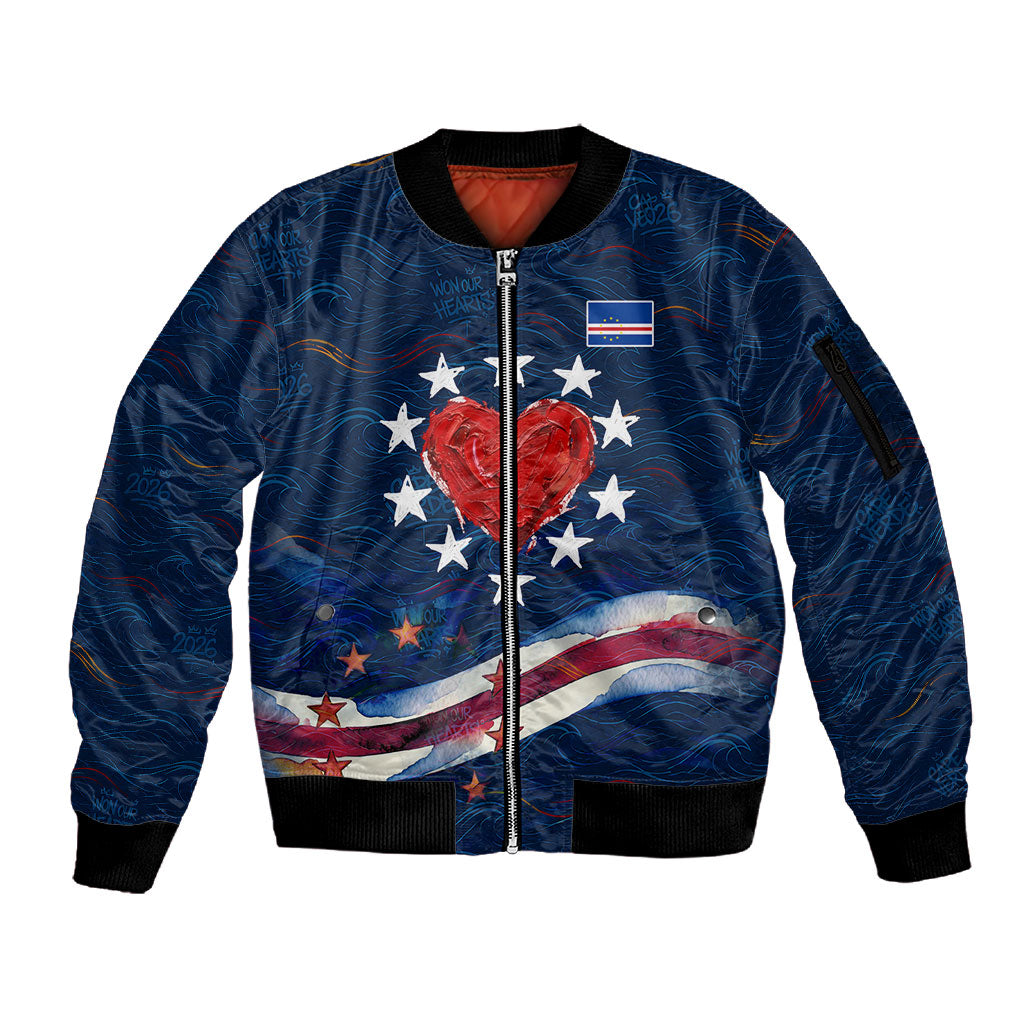 Cape Verde World Football 2026 Sleeve Zip Bomber Jacket Blue Sharks Won Our Hearts - Oil Paint Style