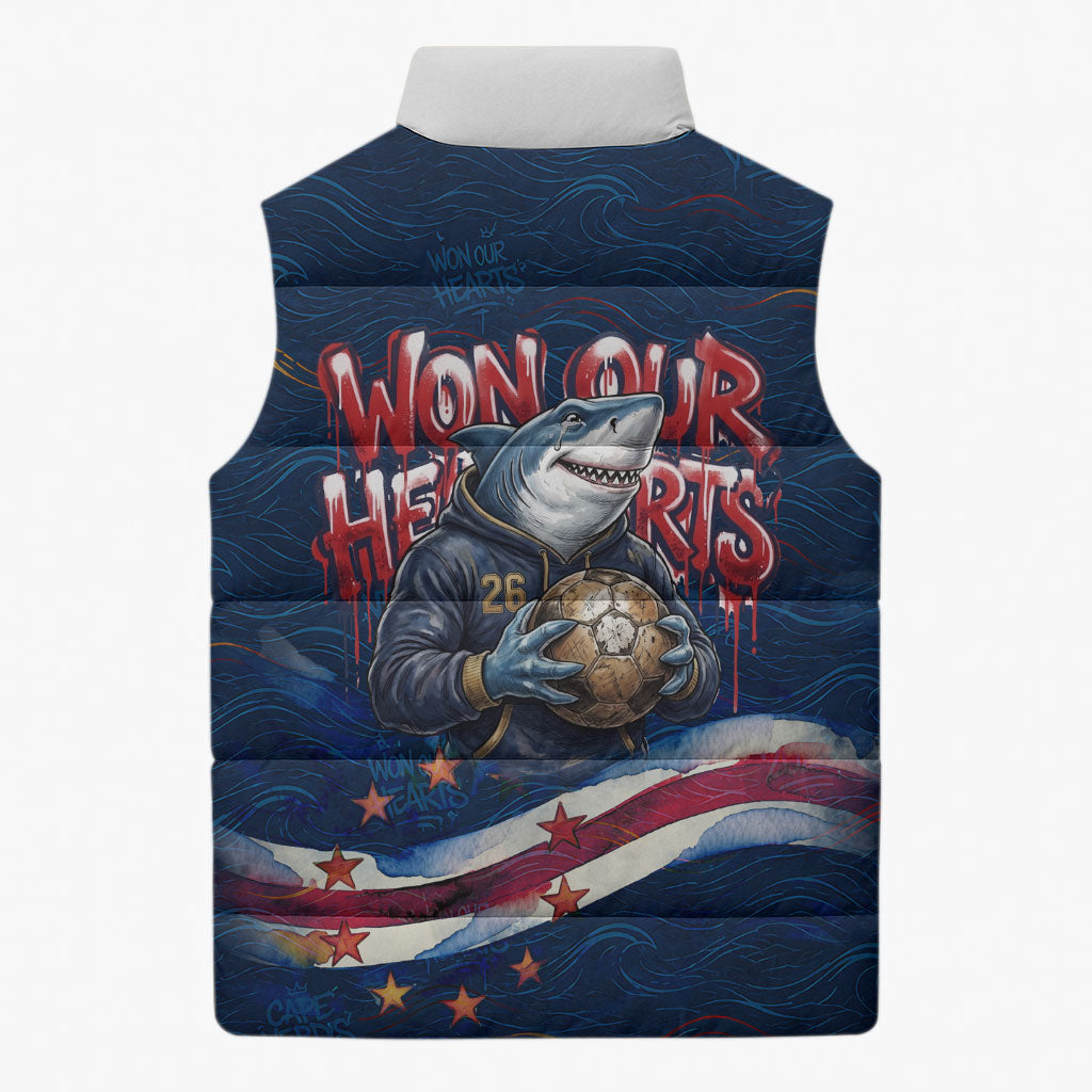 Cape Verde World Football 2026 Sleeveless Puffer Jacket Blue Sharks Won Our Hearts - Oil Paint Style