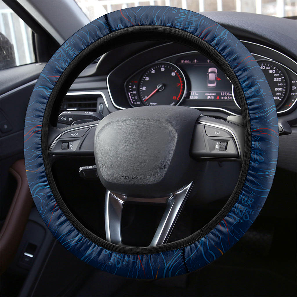 Cape Verde World Football 2026 Steering Wheel Cover Blue Sharks Won Our Hearts - Oil Paint Style