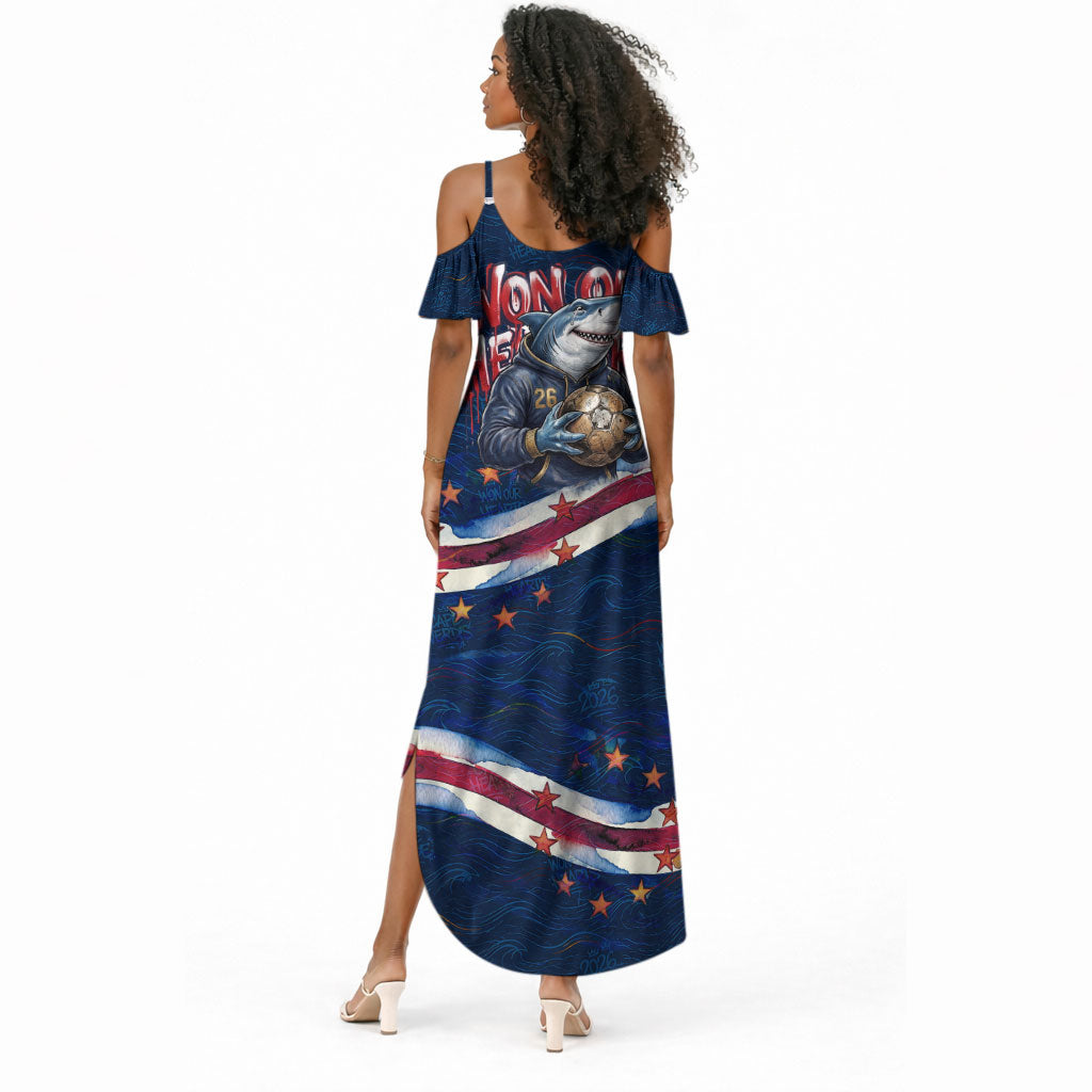 Cape Verde World Football 2026 Summer Maxi Dress Blue Sharks Won Our Hearts - Oil Paint Style