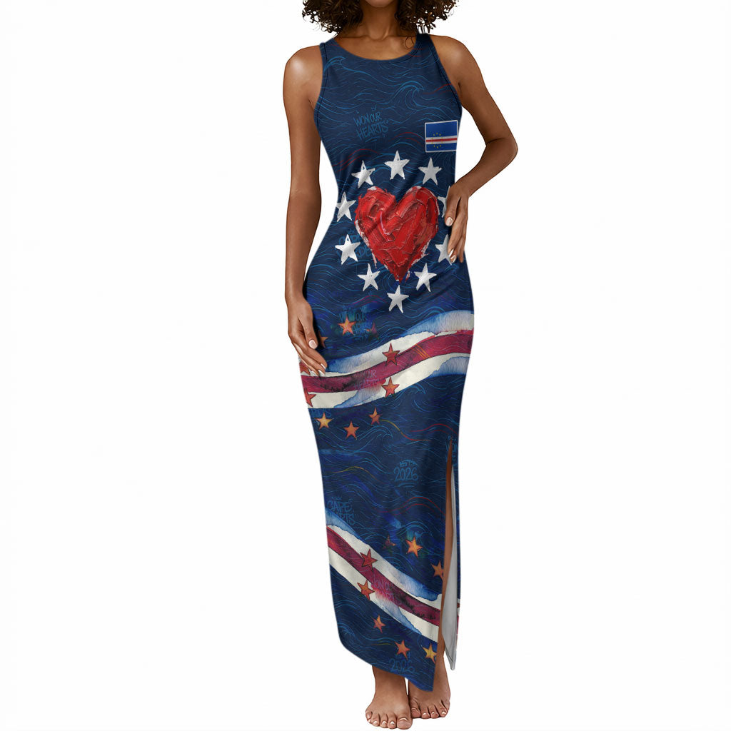 Cape Verde World Football 2026 Tank Maxi Dress Blue Sharks Won Our Hearts - Oil Paint Style