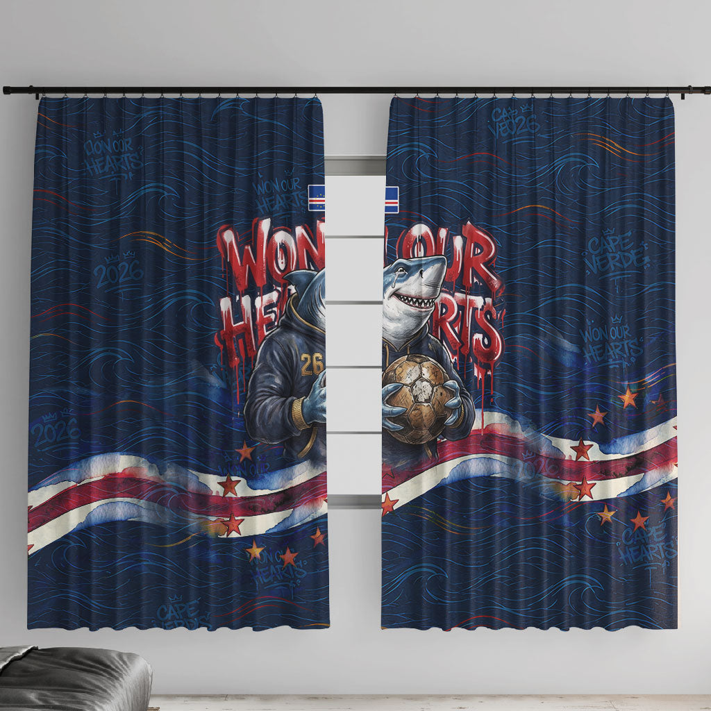Cape Verde World Football 2026 Window Curtain Blue Sharks Won Our Hearts - Oil Paint Style