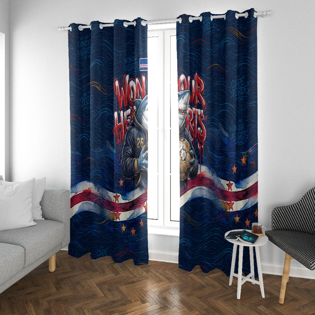 Cape Verde World Football 2026 Window Curtain Blue Sharks Won Our Hearts - Oil Paint Style