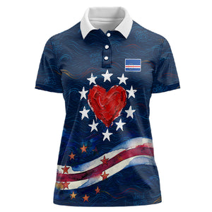 Cape Verde World Football 2026 Women Polo Shirt Blue Sharks Won Our Hearts - Oil Paint Style