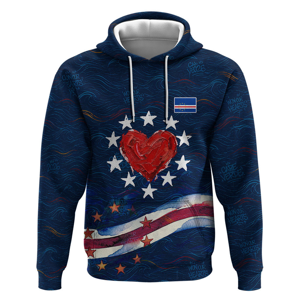 Cape Verde World Football 2026 Zip Hoodie Blue Sharks Won Our Hearts - Oil Paint Style