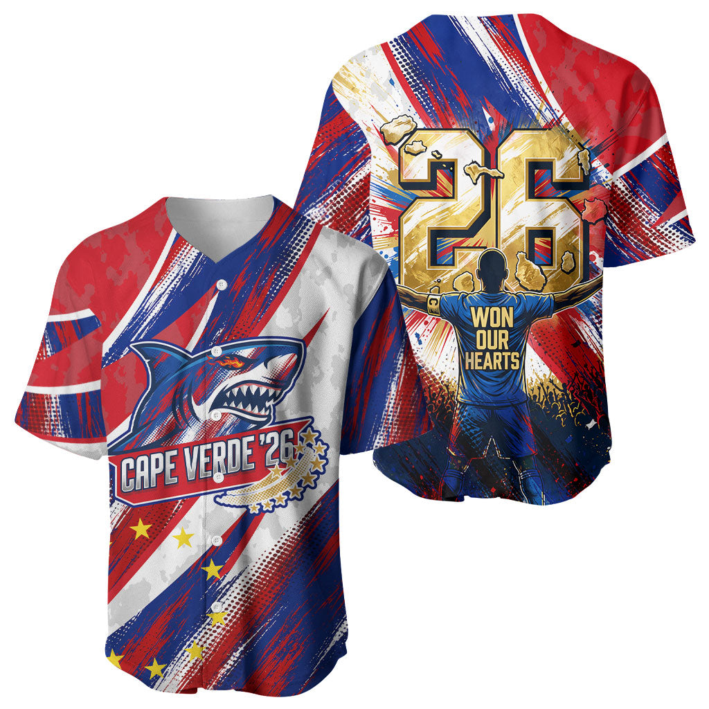Cape Verde Football 2026 Baseball Jersey Won Our Hearts Blue Sharks Soccer Player