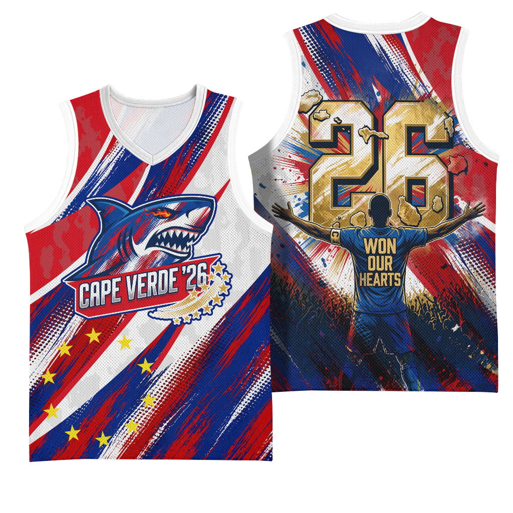 Cape Verde Football 2026 Basketball Jersey Won Our Hearts Blue Sharks Soccer Player