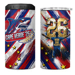 Cape Verde Football 2026 4 in 1 Can Cooler Tumbler Won Our Hearts Blue Sharks Soccer Player
