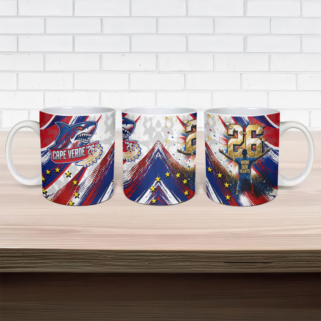 Cape Verde Football 2026 Ceramic Mug Won Our Hearts Blue Sharks Soccer Player