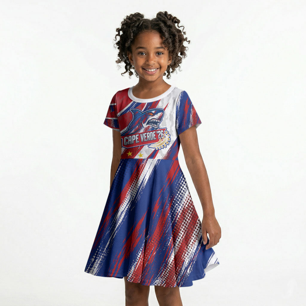 Cape Verde Football 2026 Kid Short Sleeve Dress Won Our Hearts Blue Sharks Soccer Player