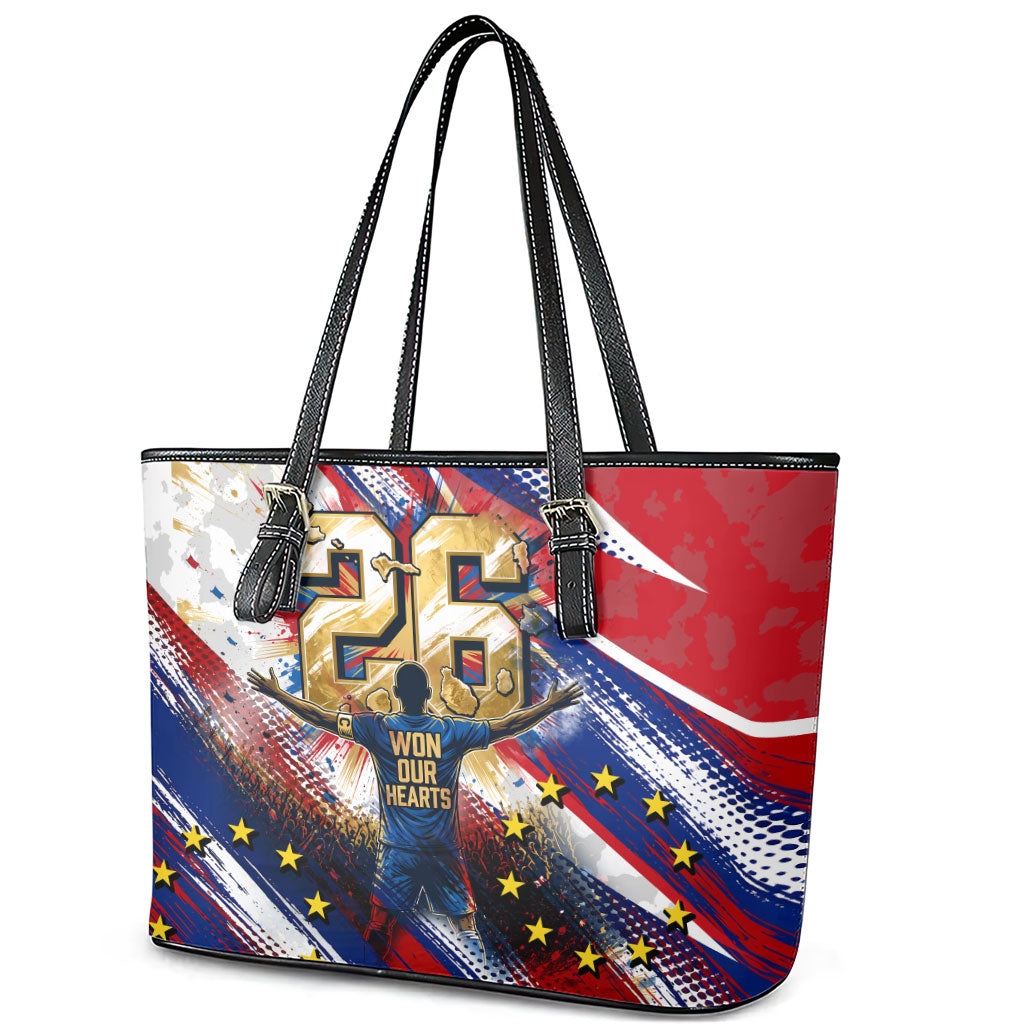 Cape Verde Football 2026 Leather Tote Bag Won Our Hearts Blue Sharks Soccer Player