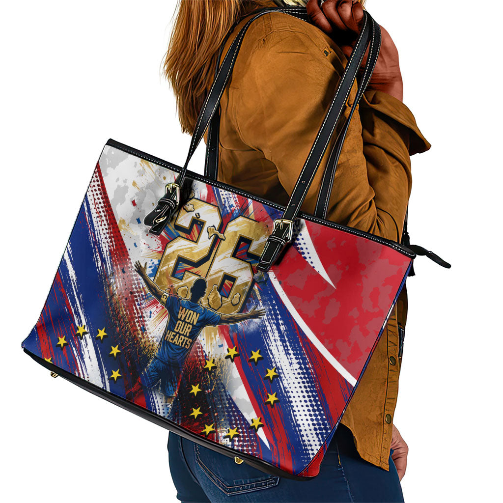 Cape Verde Football 2026 Leather Tote Bag Won Our Hearts Blue Sharks Soccer Player
