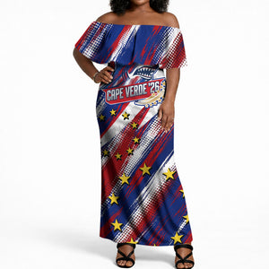 Cape Verde Football 2026 Off Shoulder Maxi Dress Won Our Hearts Blue Sharks Soccer Player