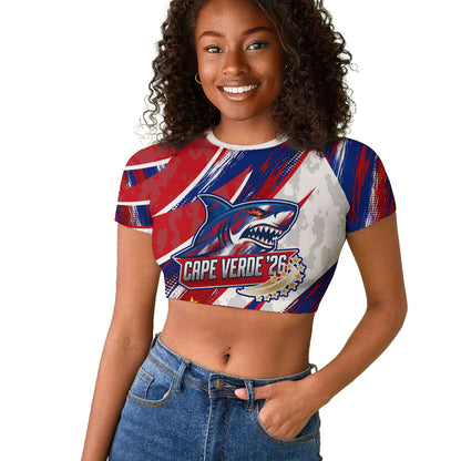 Cape Verde Football 2026 Raglan Cropped T shirt Won Our Hearts Blue Sharks Soccer Player