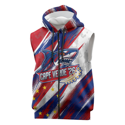 Cape Verde Football 2026 Sleeveless Zip Hoodie Won Our Hearts Blue Sharks Soccer Player