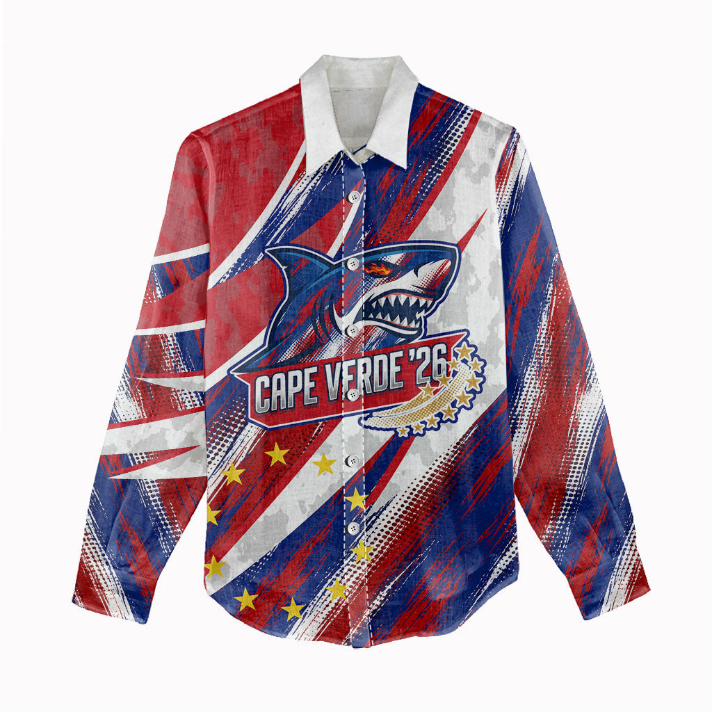 Cape Verde Football 2026 Women Casual Shirt Won Our Hearts Blue Sharks Soccer Player