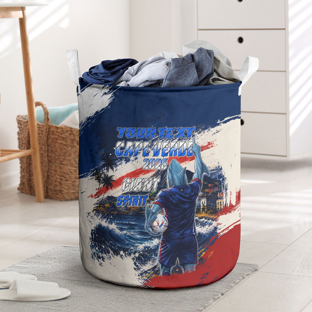 Personalized Cape Verde Blue Sharks Laundry Basket Giant Spirit African Football 2026 Mascot