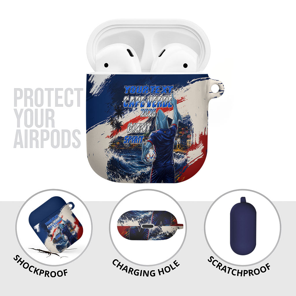 Personalized Cape Verde Blue Sharks AirPods Case Giant Spirit African Football 2026 Mascot