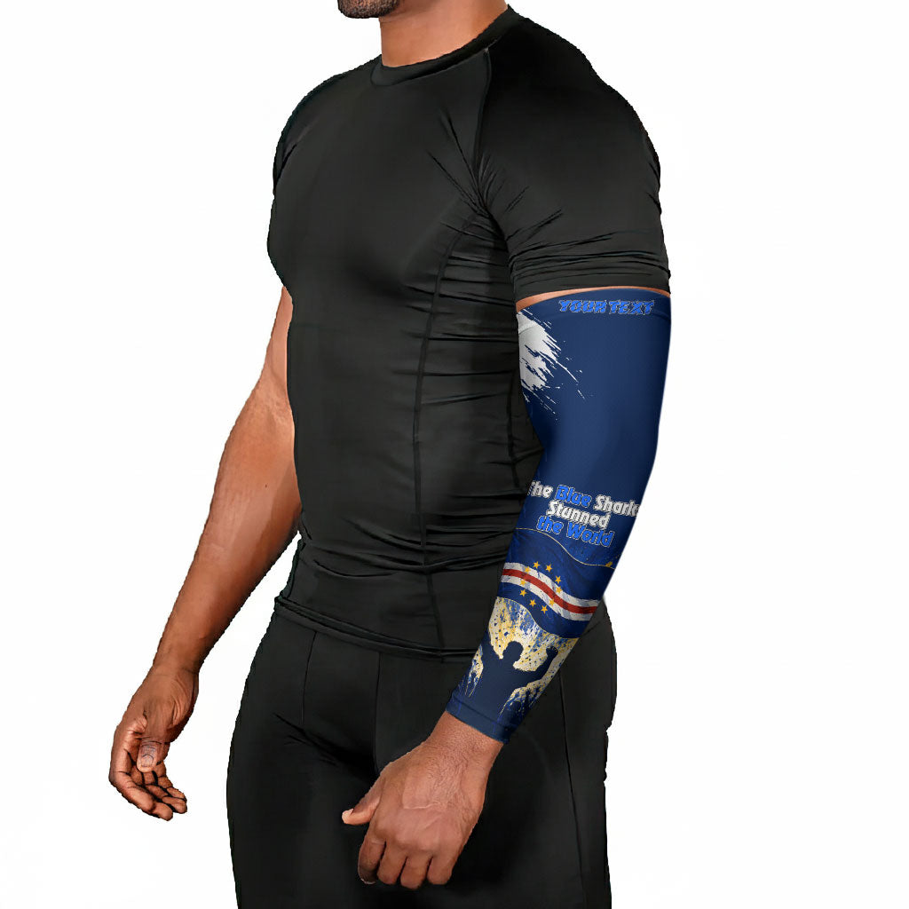 Personalized Cape Verde Blue Sharks Arm Sleeves Giant Spirit African Football 2026 Mascot