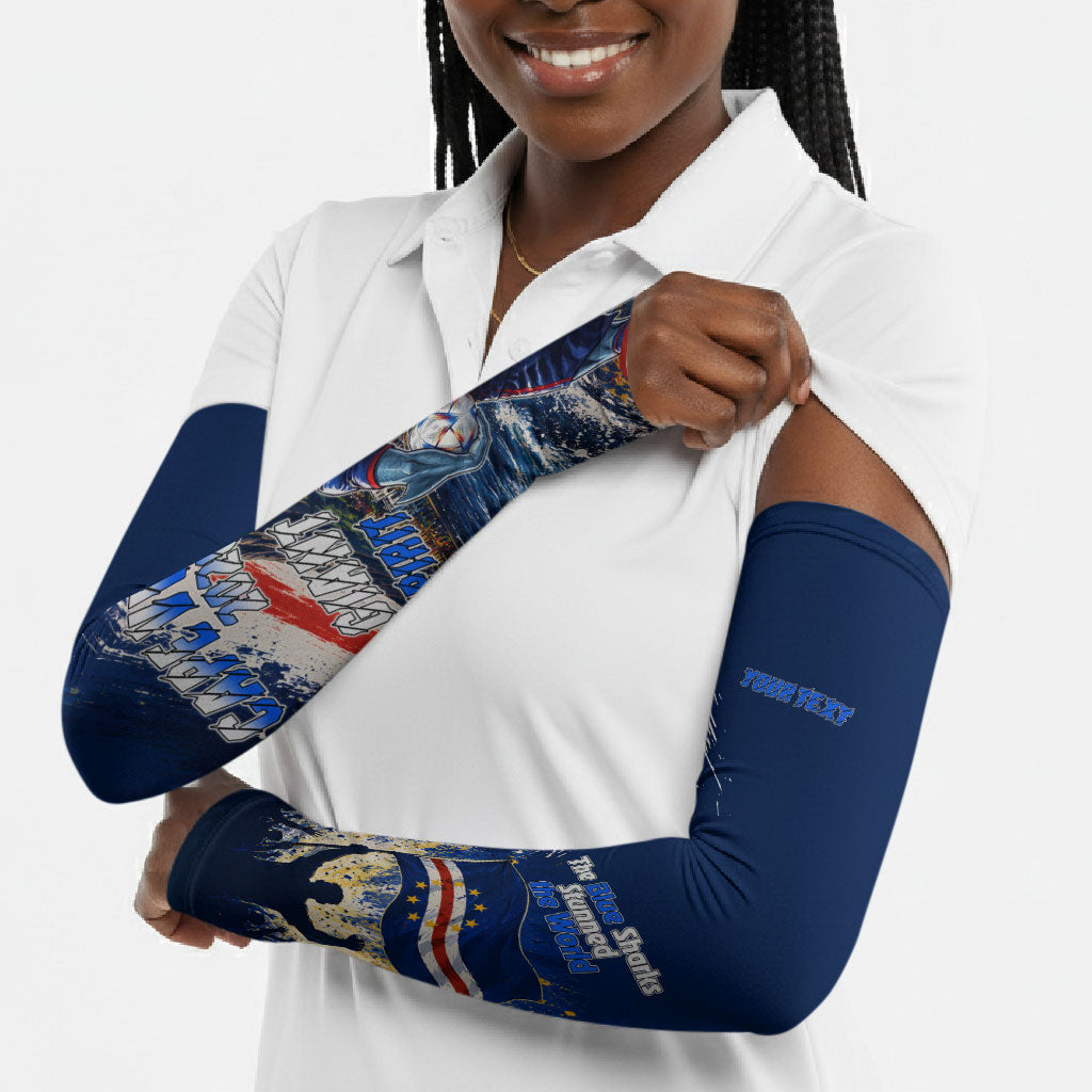 Personalized Cape Verde Blue Sharks Arm Sleeves Giant Spirit African Football 2026 Mascot