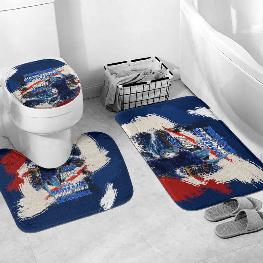Personalized Cape Verde Blue Sharks Bathroom Set Giant Spirit African Football 2026 Mascot