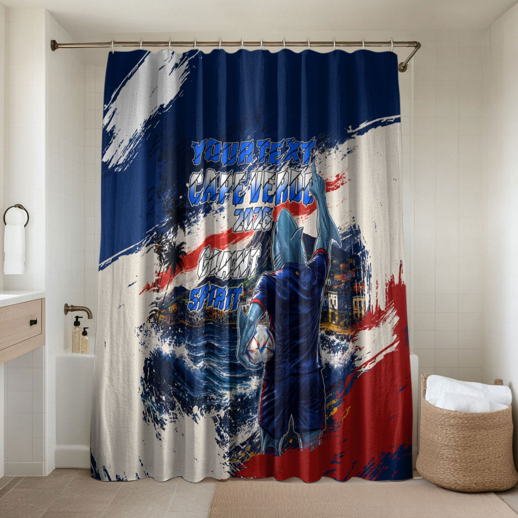Personalized Cape Verde Blue Sharks Bathroom Set Giant Spirit African Football 2026 Mascot