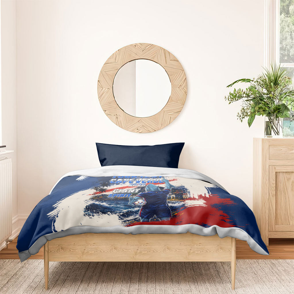 Personalized Cape Verde Blue Sharks Bedding Set Giant Spirit African Football 2026 Mascot