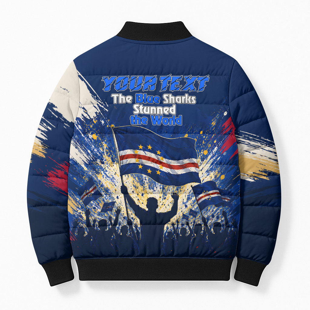 Personalized Cape Verde Blue Sharks Bomber Puffer Jacket Giant Spirit African Football 2026 Mascot