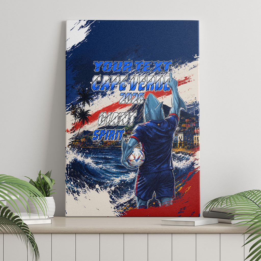 Personalized Cape Verde Blue Sharks Canvas Wall Art Giant Spirit African Football 2026 Mascot