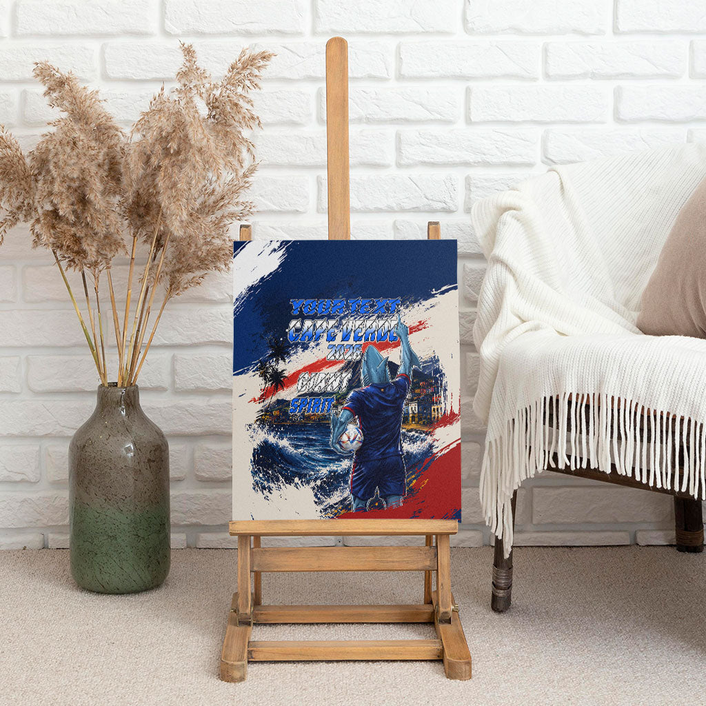 Personalized Cape Verde Blue Sharks Canvas Wall Art Giant Spirit African Football 2026 Mascot