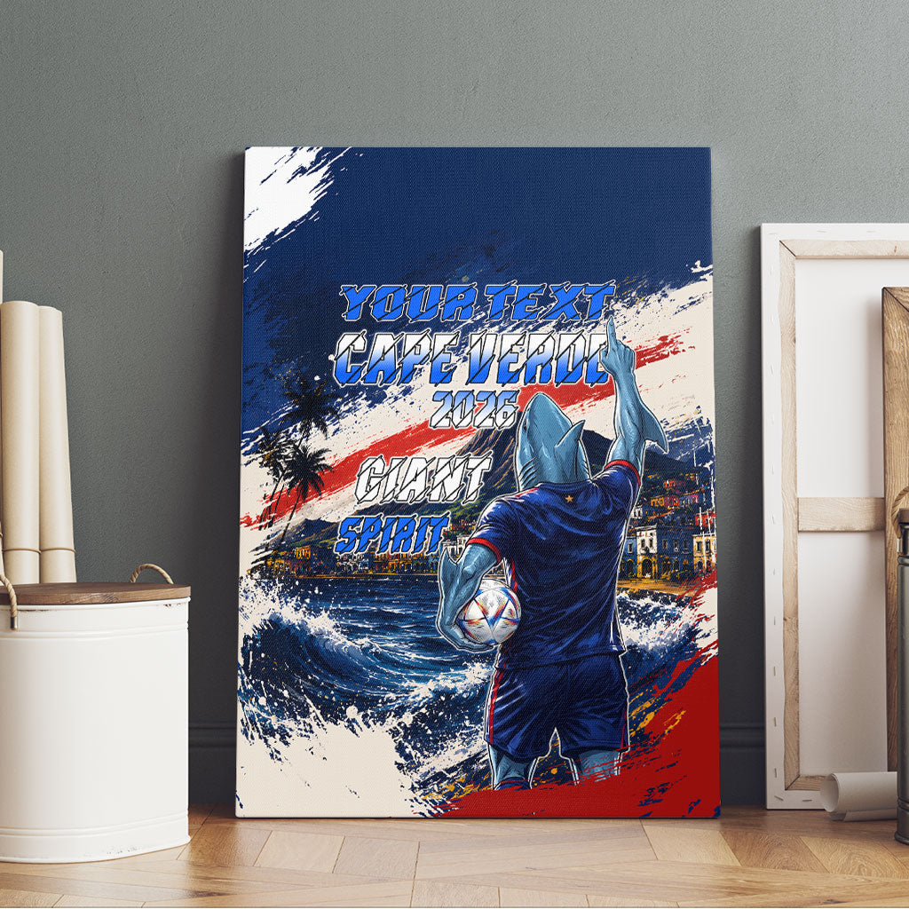Personalized Cape Verde Blue Sharks Canvas Wall Art Giant Spirit African Football 2026 Mascot