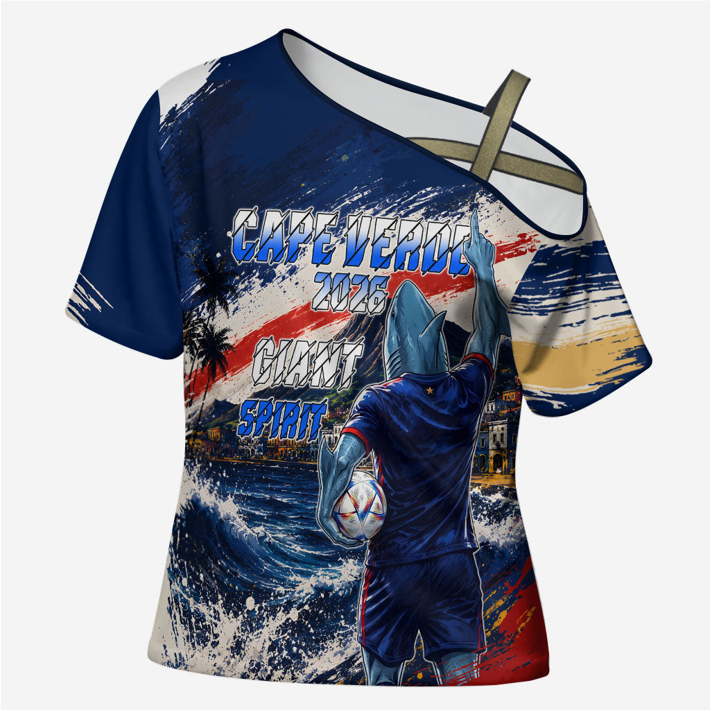 Personalized Cape Verde Blue Sharks Cross Shoulder Shirt Giant Spirit African Football 2026 Mascot