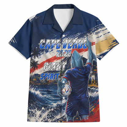 Personalized Cape Verde Blue Sharks Hawaiian Shirt Giant Spirit African Football 2026 Mascot