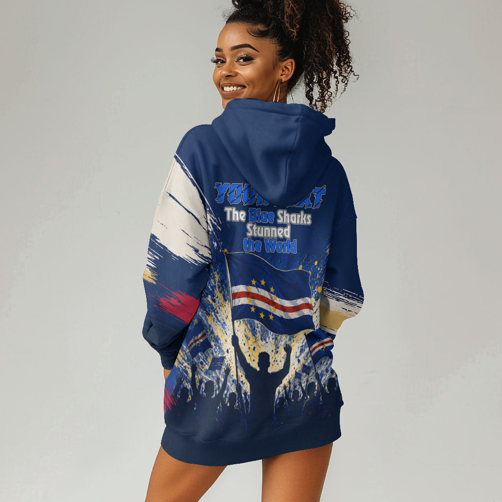 Personalized Cape Verde Blue Sharks Hoodie Dress Giant Spirit African Football 2026 Mascot