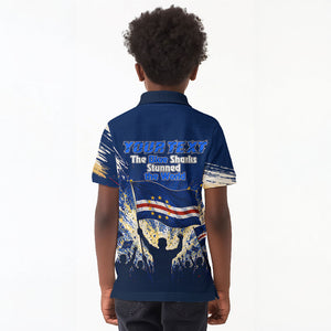 Personalized Cape Verde Blue Sharks Kid Polo Shirt Giant Spirit African Football 2026 Mascot