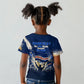 Personalized Cape Verde Blue Sharks Kid T shirt Giant Spirit African Football 2026 Mascot