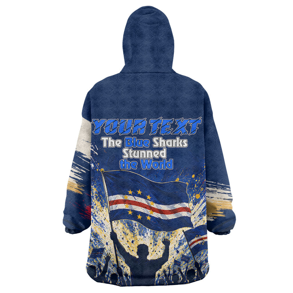 Personalized Cape Verde Blue Sharks Kid Wearable Blanket Hoodie Giant Spirit African Football 2026 Mascot